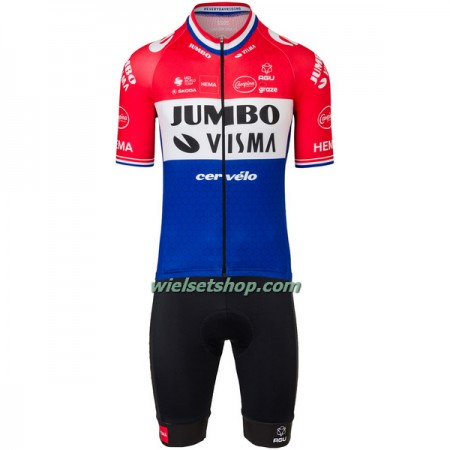 Fietskleding (Fietsshirt + Korte Koersbroek) 2022 Team Jumbo-Visma Nederlands Kampioenschap